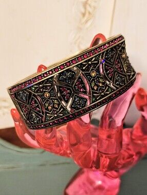 Heidi Daus "Byzantine Beauty" Crystal Hinged Cuff Bracelet